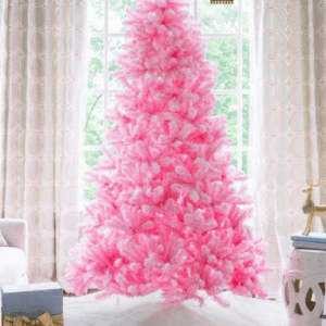 6.5′ Duchess Pink Flock Artificial Christmas Tree with 500 Warm White LED Lights