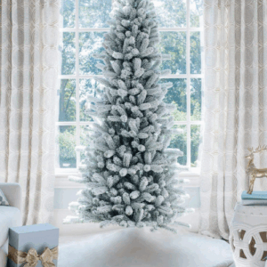 7.5′ King Flock Slim Artificial Christmas Tree Unlit