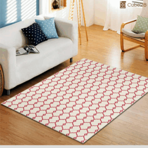 Red Ivory Geometric Area Rug